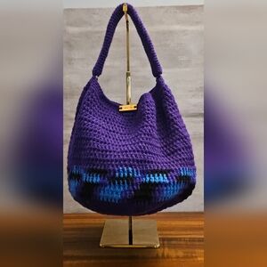 Crochet Hobo Bag - Purple & Blue